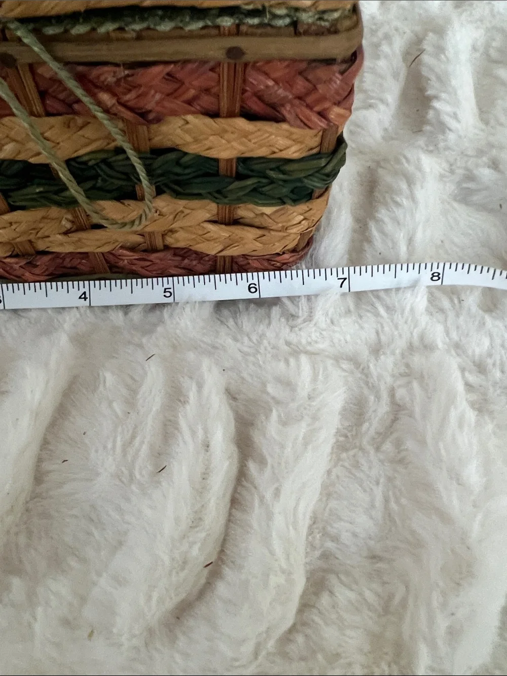 Vintage 1960s Braided Basketweave Sewing Chest Green Trim Satin Interior